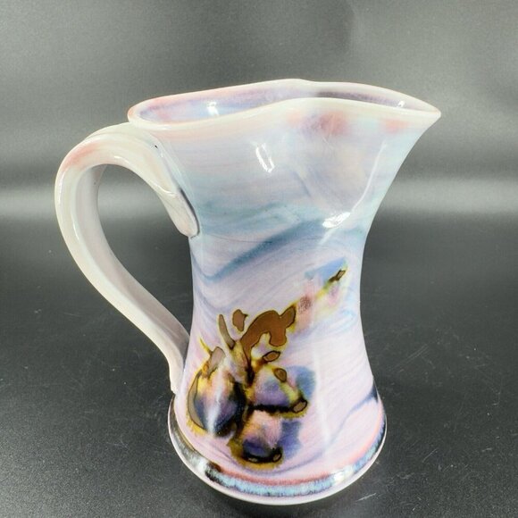 Vintage Hand Made Studio Art Pottery Pitcher Creamer Stoneware Artist Signed VTG - Picture 11 of 13